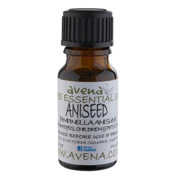 A bottle of Aniseed an essential oil that is known by the latin name Pimpinella anisum.