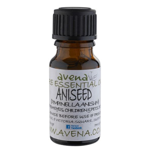 A bottle of Aniseed an essential oil that is known by the latin name Pimpinella anisum.