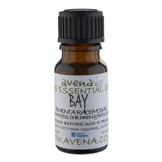 A bottle of Bay, an essential Oil also known by the Latin name Pimenta racemosa