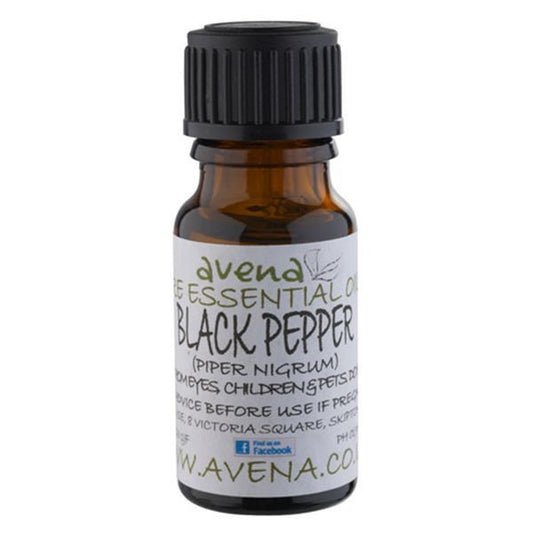 A bottle of Black Pepper extract, an essential oil known by the Latin name Piper nigrum