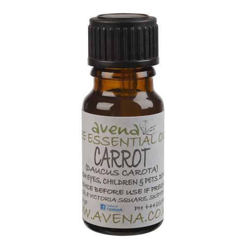 A bottle of Carrot Oil also known by the Latin name Daucus Carota, extracted from carrot seeds or Daucas Sativa