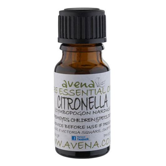 A bottle of Citronella an essential oil also known by the Latin name Cymbopogon nardus.