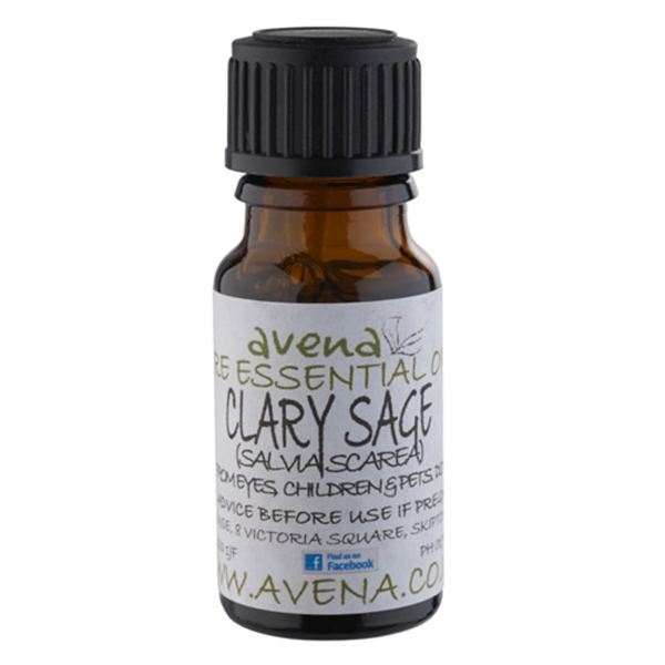 A bottle of Clary Sage an essential oil also known by the Latin name Salvia Scarea.