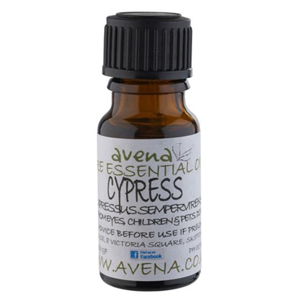 A bottle of Cyprus essential oil known in Latin as Cupressus sempervirens.