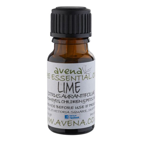 A bottle of lime essential oil, part of the citrus family known as Citrus aurantfolia in Latin.