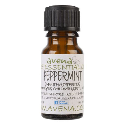 a bottle of Peppermint essential oil called Mentha piperita in Latin