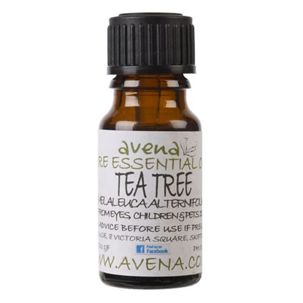A bottle of Tea tree essential oil called Melaleuca alternifolia in Latin.