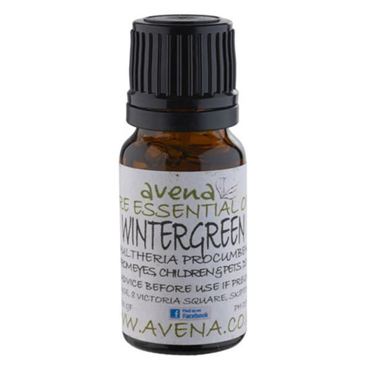 A bottle of Wintergreen essential oil called Gaultheria procumbens in Latin.