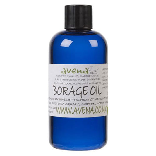 A bottle of Borage oil also known as Borago officinalis in Latin