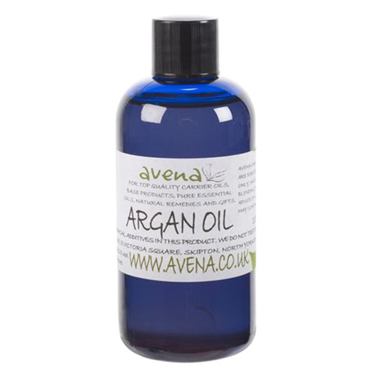 Argan oil which has been cold pressed into a bottle.